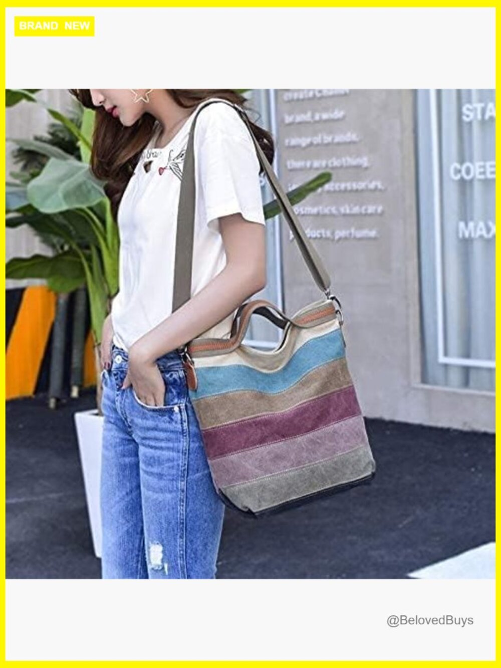 Canvas Hobo Tote with Adjustable Strap for Work Travel Casual - Picture 3 of 7